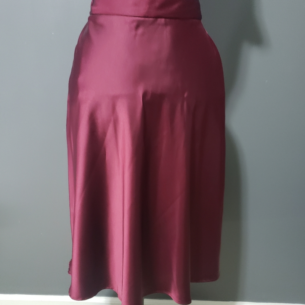Maroon satin style skirt